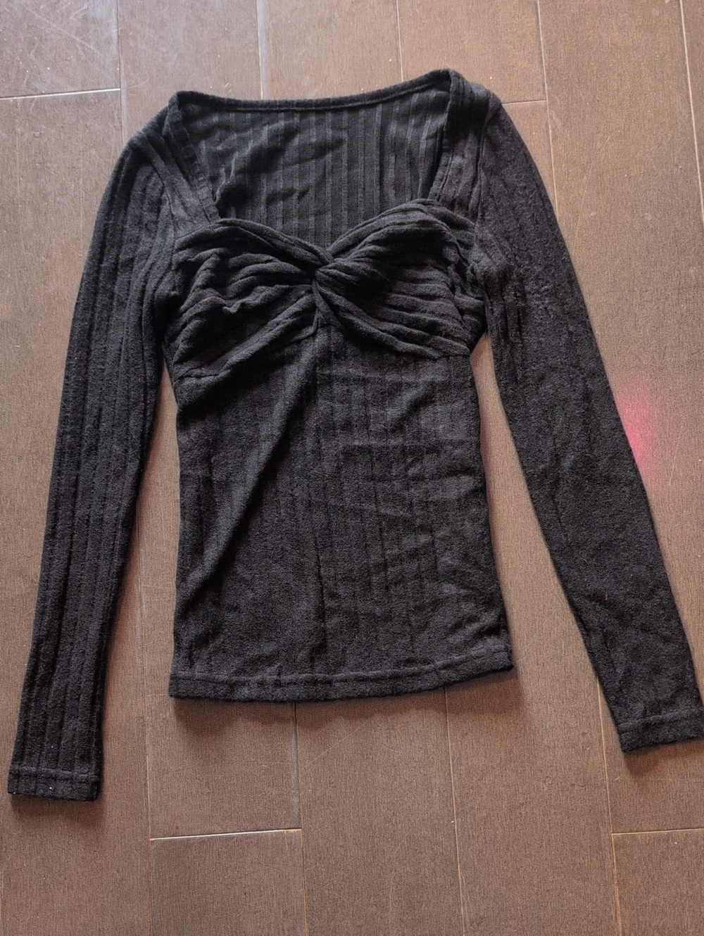 H&M Black Long-Sleeve Twist-Front Top
